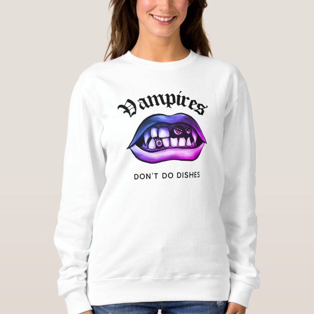 Sweatshirt Les vampires ne font pas de vaisselle Funny Vaporw (Devant)