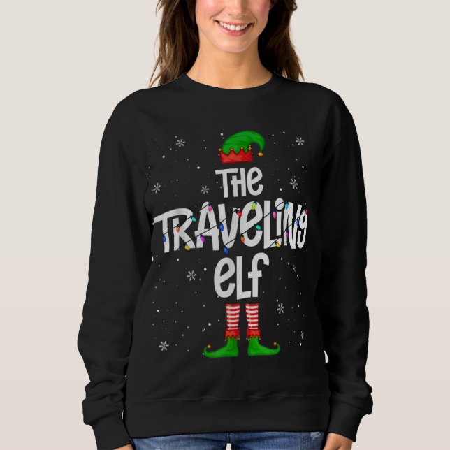Sweatshirt Les Voyageurs elfe de Noël éclaire elfe d'appariem (Devant)