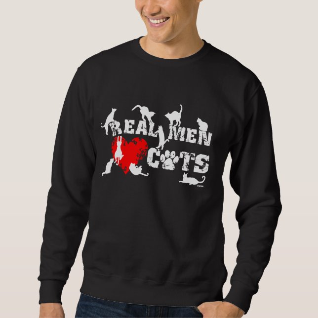 Sweatshirt Les vrais hommes aiment des chats, chats ont les 9 (Devant)