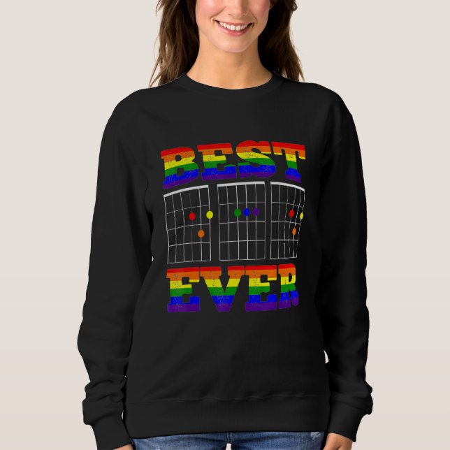 Sweatshirt Lesbienne Guitariste Meilleur Papa Jamais Lgbt Gay (Devant)