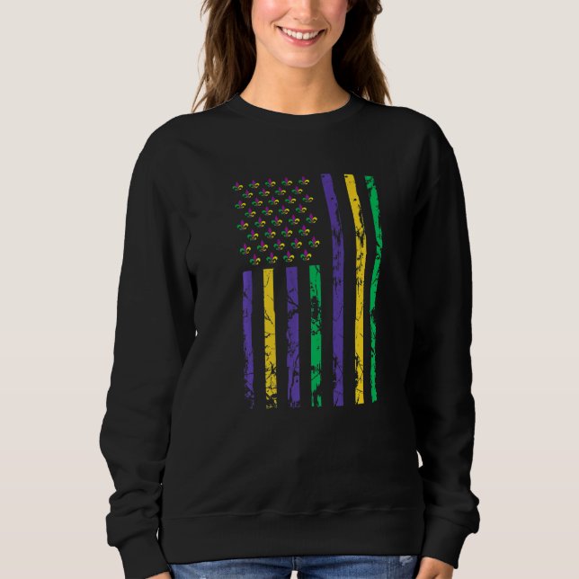 Sweatshirt Let The Shenanigans begin Mardi Gras y'all us flag (Devant)
