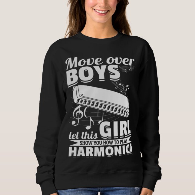 Sweatshirt Let This Girl Show You How To Play Harmonica Music (Devant)