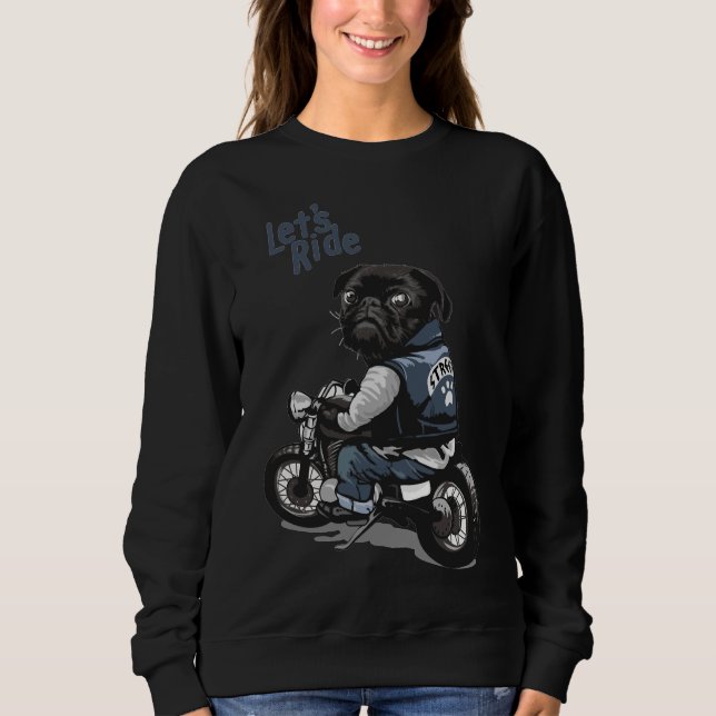 Sweatshirt Let&x27 ; s Ride Motorcycle Big Bike Black Carlin  (Devant)