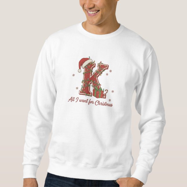 Sweatshirt Letter K Christmas Monogram Design (Devant)