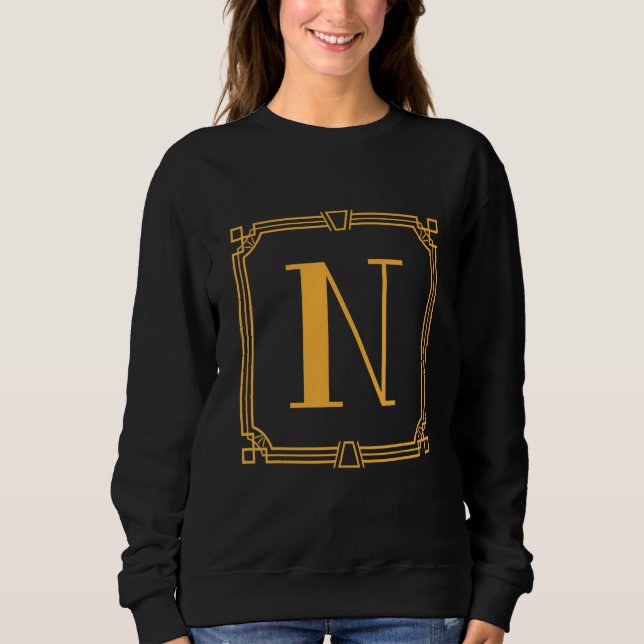 Sweatshirt Letter N Monogram Alphabet N Initial Geometric Dec (Devant)