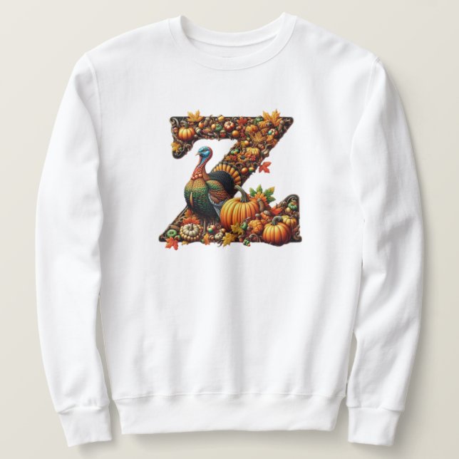 Sweatshirt Letter Thanksgiving turkey style  (Design devant)