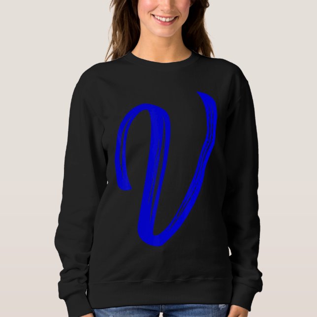 Sweatshirt Letter V Alphabet Large Blue Graphic Initial (Devant)