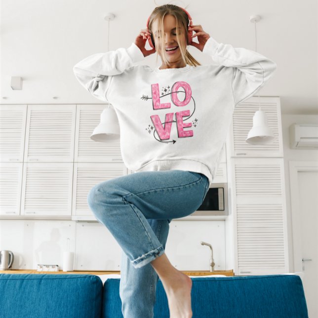 Sweatshirt Lettering d'amour rose aquarelle   (Créateur téléchargé)