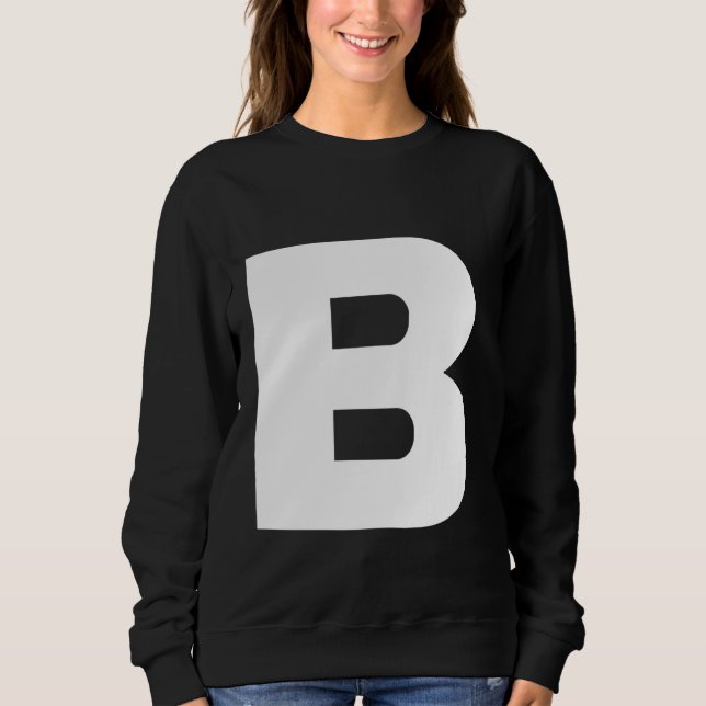 Sweatshirt Lettre B Majuscule Plaque Blanc Gras Texte (Devant)