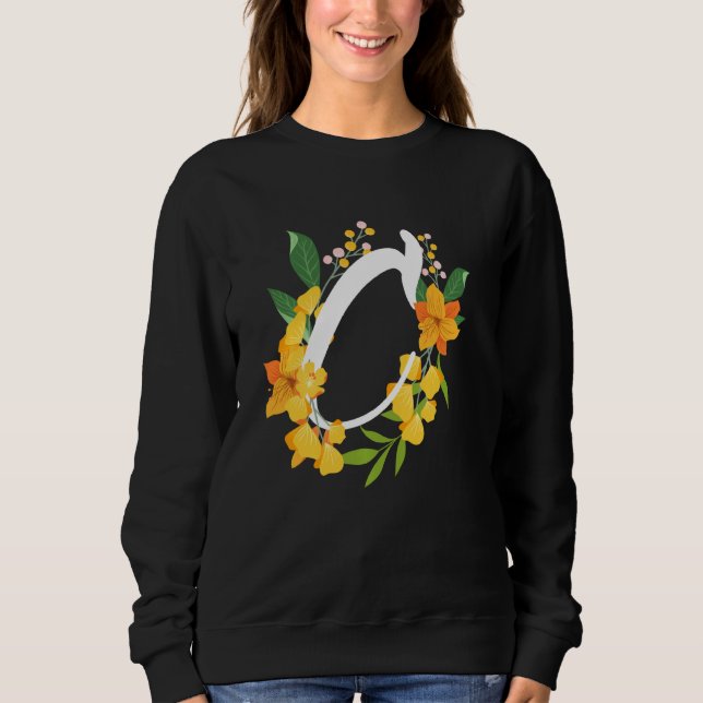 Sweatshirt Lettre C Majuscule Alphabet Fleurs Monogramme Init (Devant)