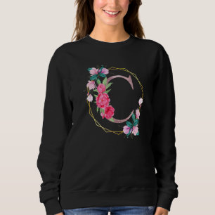 Sweatshirt Lettre C Monogramme floral initial femmes filles