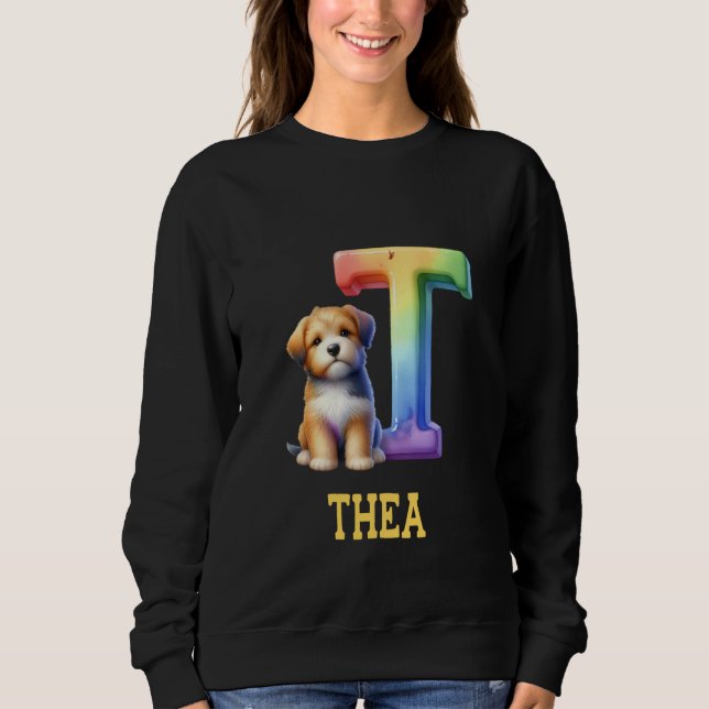 Sweatshirt LETTRE CHIENS COTE THÉ Nom Chien arc-en-ciel (Devant)