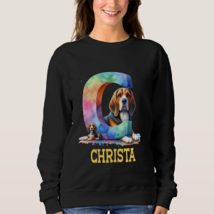 Sweatshirt Lettre Chiens mignons Christa Nom Chien arc-en-cie