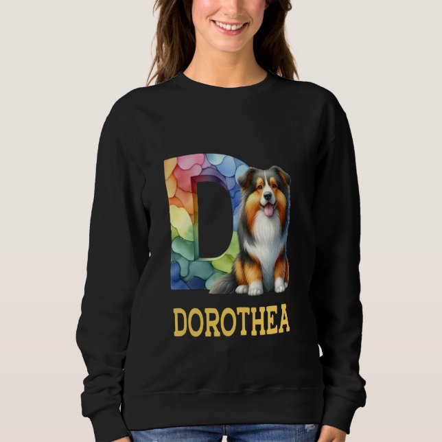 Sweatshirt Lettre Chiens mignons Dorothea Nom Chien arc-en-ci (Devant)