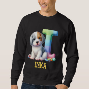 Sweatshirt Lettre Chiens mignons Inka Nom Chien arc-en-ciel