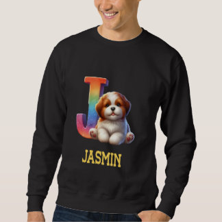Sweatshirt Lettre Chiens mignons Jasmin Nom Chien arc-en-ciel
