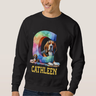 Sweatshirt Lettre Chiens mignons Nom Cathleen Chien arc-en-ci