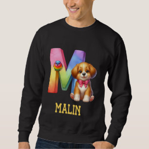 Sweatshirt Lettre Chiens mignons Nom du Malin Chien arc-en-ci
