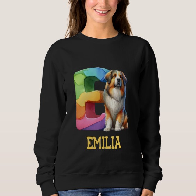 Sweatshirt Lettre Chiens mignons Nom Emilia Chien arc-en-ciel (Devant)