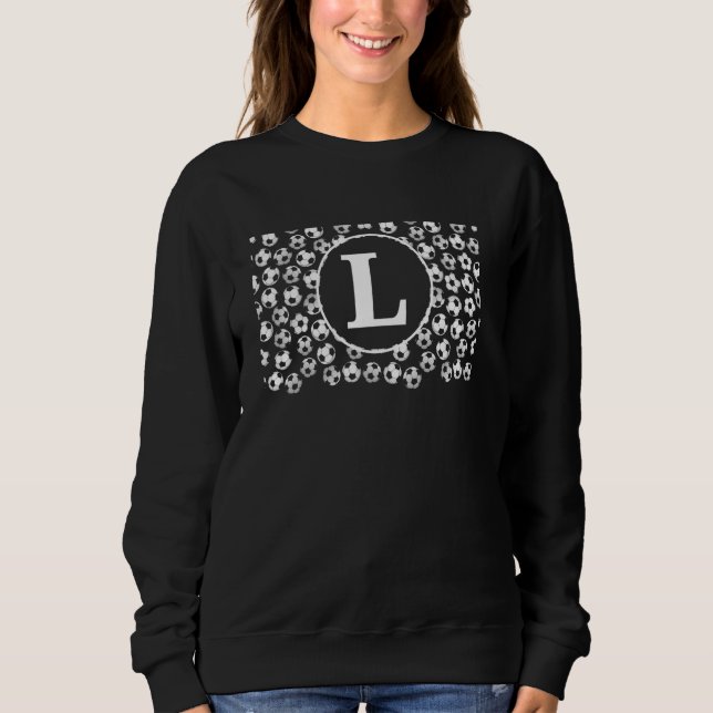 Sweatshirt lettre de monogramme initiale L boules de football (Devant)