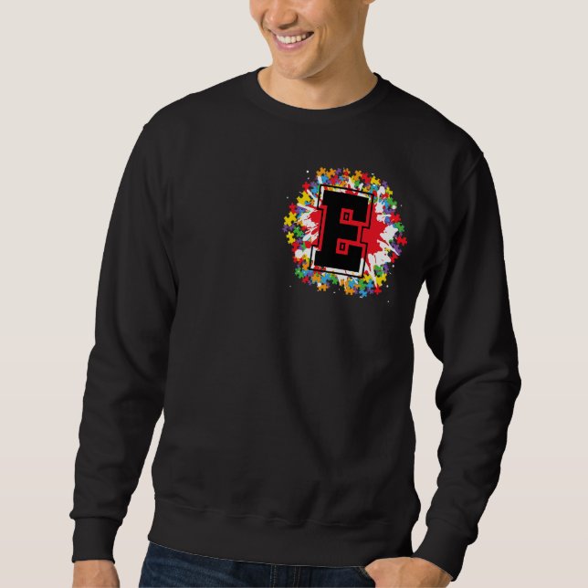 Sweatshirt Lettre E initiale Sensibilisation sur l'autisme pe (Devant)