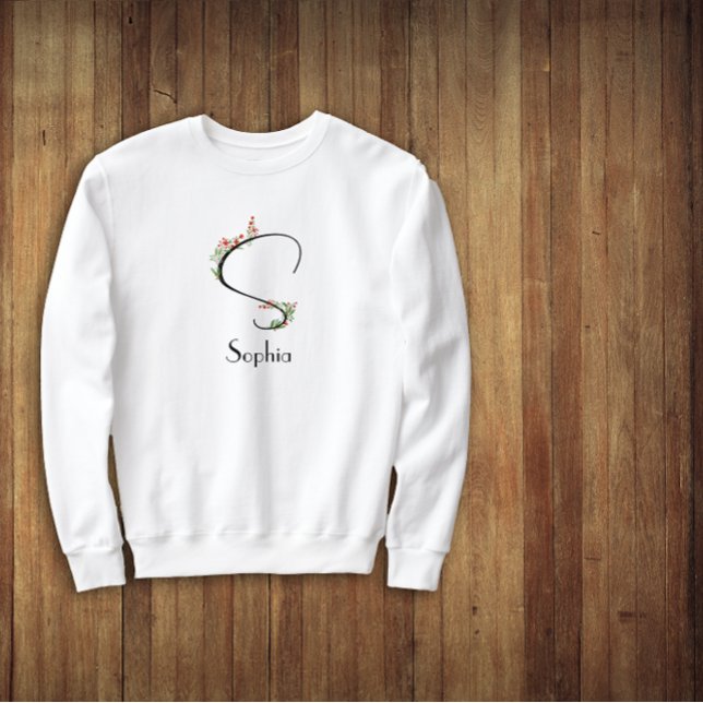 Sweatshirt LETTRE fleur sauvage Aquarelle S noir (Créateur téléchargé)