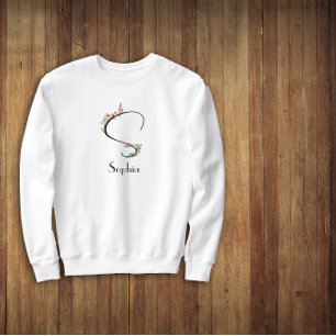 Sweatshirt LETTRE fleur sauvage Aquarelle S noir