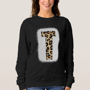Sweatshirt Lettre imprimée T Lettre initiale T Leopard B