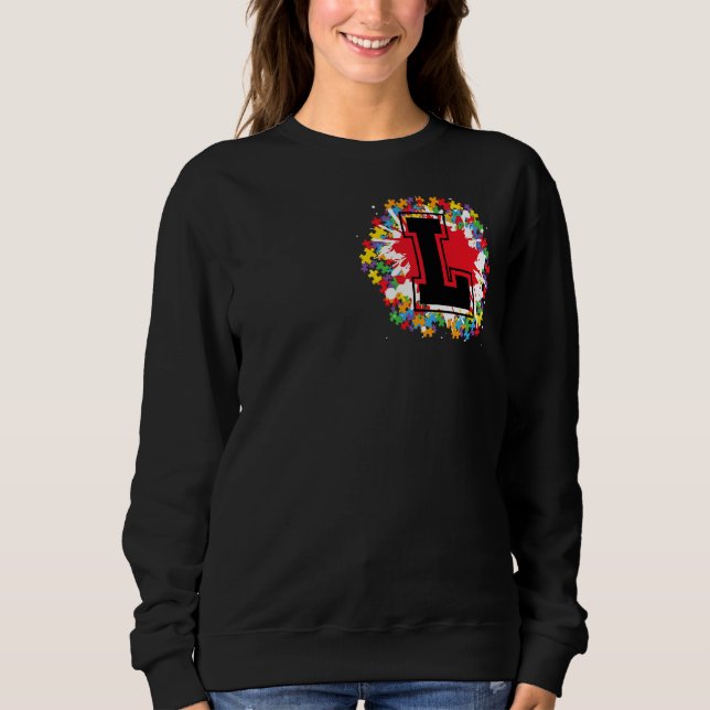 Sweatshirt Lettre L initiale de Sensibilisation sur l'autisme (Devant)