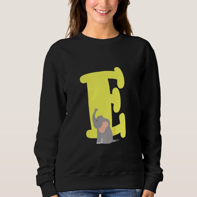 Sweatshirt LETTRE MAJUSCULE ENFANTS E Alphabet Éléphant migno (Devant)