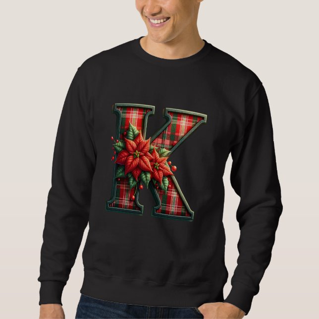 Sweatshirt LETTRE MAJUSCULE PLATE DE Noël K Alphabet Monogram (Devant)