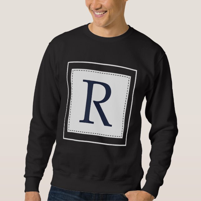 Sweatshirt Lettre Monogramme R Alphabet R Initial Bleu Marine (Devant)