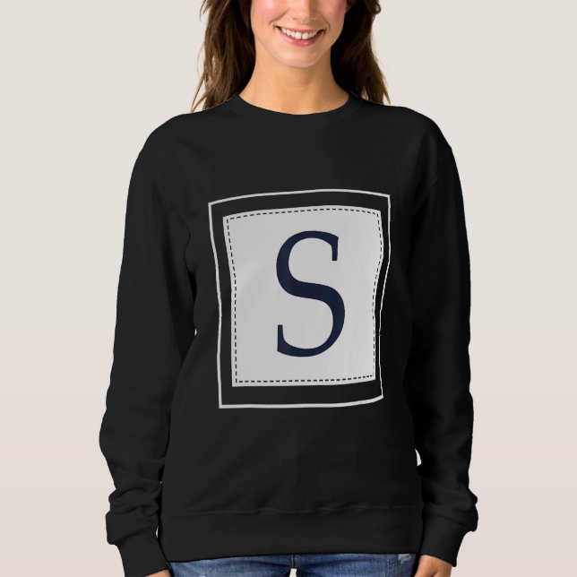 Sweatshirt Lettre Monogramme S Alphabet S Initial Bleu Marine (Devant)