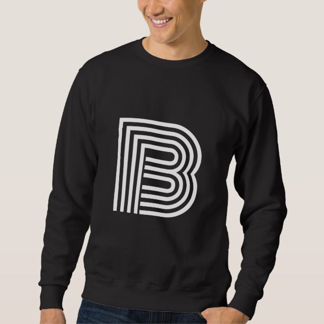 Sweatshirt Lettre simple moderne Monogramme initial | Black S (Devant)