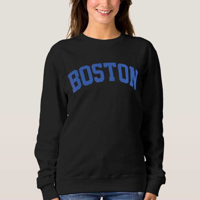 Sweatshirt Lettre style Varsity bleu clair rétro Boston Yello (Devant)