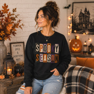 Sweatshirt Lettres Bloc Vintage Saison Effrayante