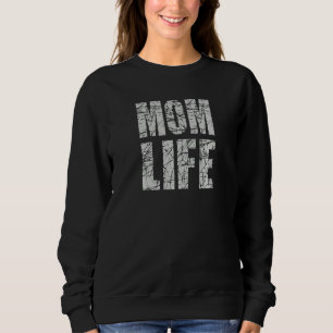 Sweatshirt Lettres grises éraflées et en détresse Vie de mama