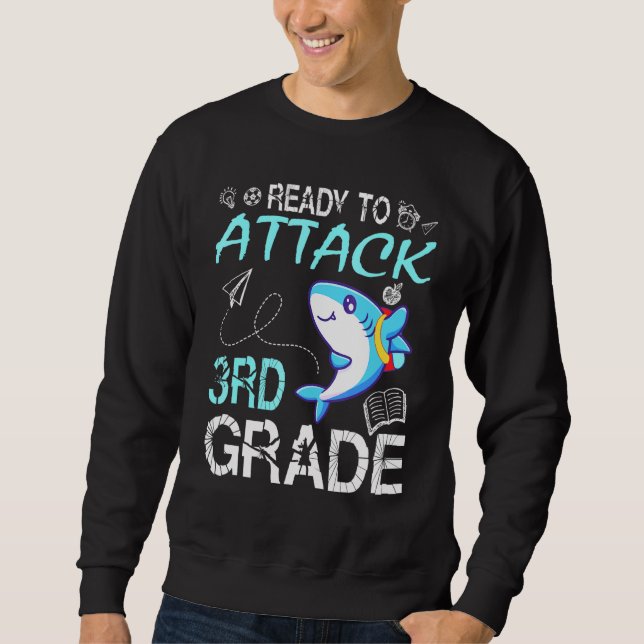 Sweatshirt L'Étudiant De Requin De Retour À L'École Prêt À At (Devant)