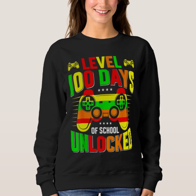 Sweatshirt Level 100 Days Of School Unlocked Gamer Video Game (Devant)
