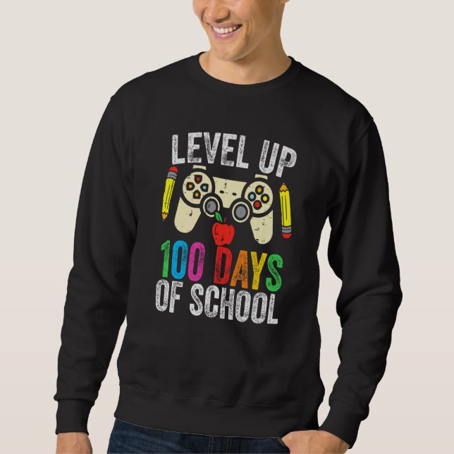 Sweatshirt Level Up 100 Days Of School Gamer Game Lover Happy (Devant)