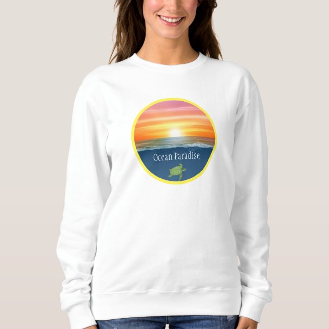 Sweatshirt Lever de soleil sur l'océan et tortue (Devant)