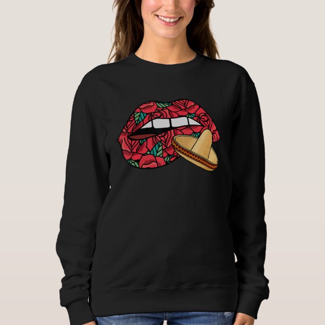 Sweatshirt Lèvres Bips Dia De Los Muertos Mexicain Sombrero D (Devant)