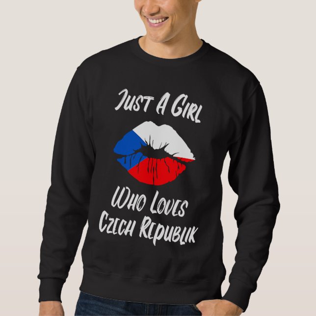 Sweatshirt Lèvres et bouche aiment le drapeau tchèque (Devant)