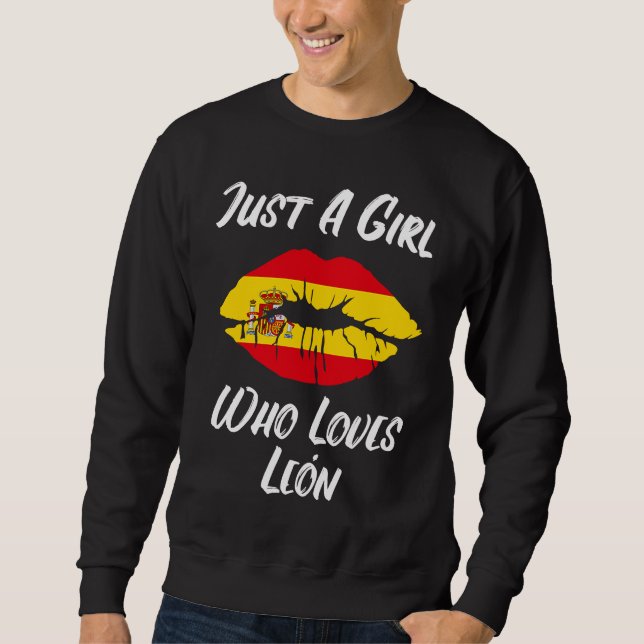 Sweatshirt Lèvres et bouche aiment Leon drapeau espagnol (Devant)