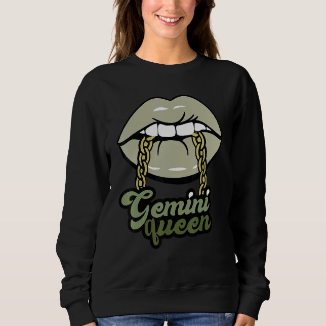 Sweatshirt Lèvres vertes Gemini Queen (Devant)
