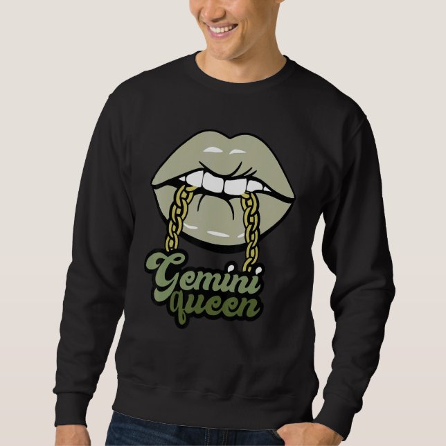 Sweatshirt Lèvres vertes Gemini Queen (Devant)