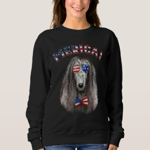 Sweatshirt Lévrier Afghan Merica Drapeau Américain Chien 4 Ju
