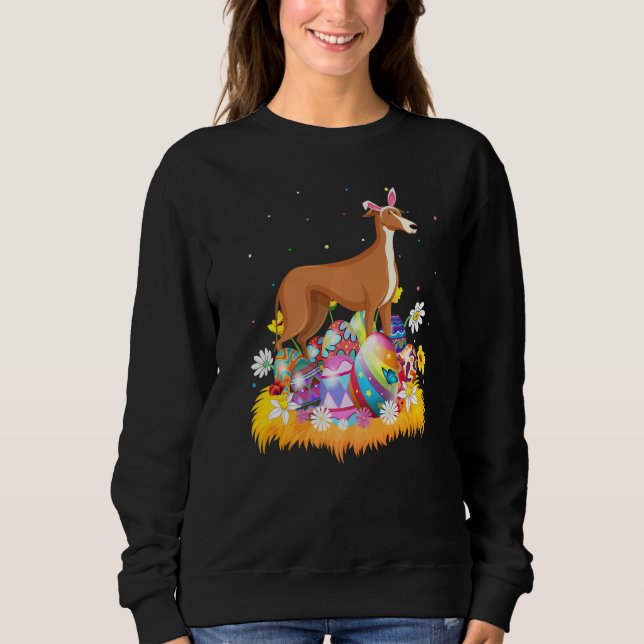 Sweatshirt Lévrier de Pâques Œuf de Pâques dimanche de Pâques (Devant)