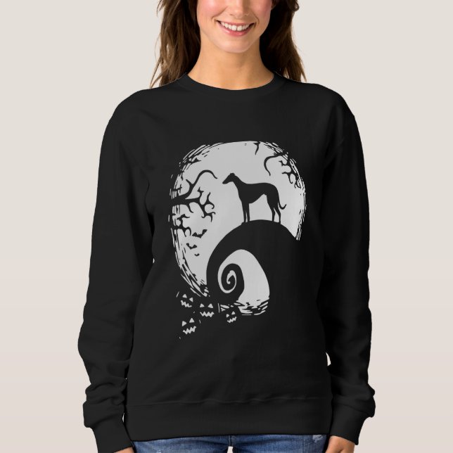 Sweatshirt Lévrier Halloween sous la lumière de la lune Chien (Devant)