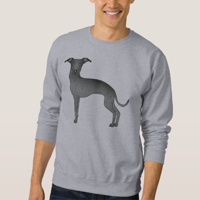 Sweatshirt Lévrier italien noir Chien de dessin animé mignon (Devant)